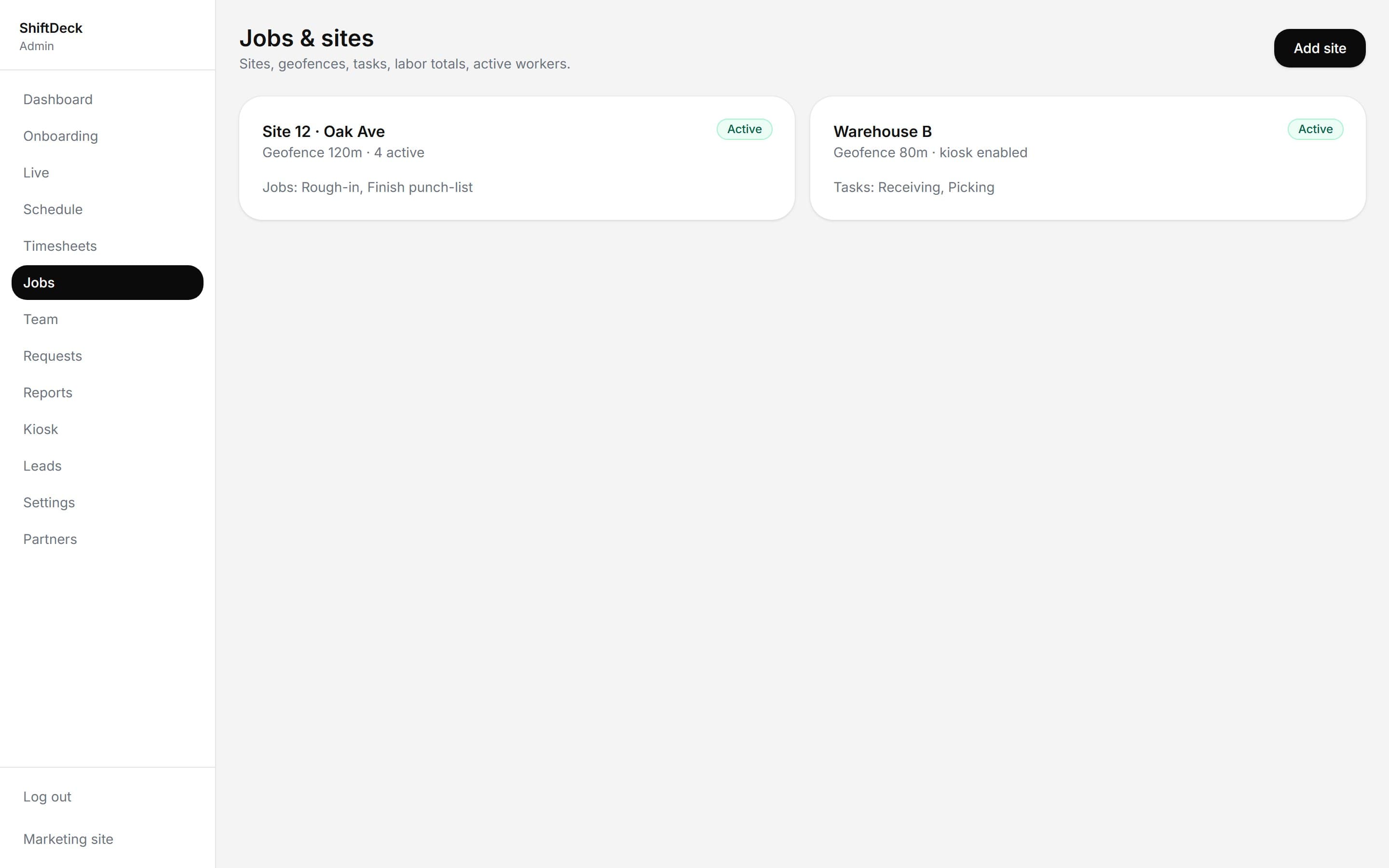 Job and Task Tracking in action on ClockFern